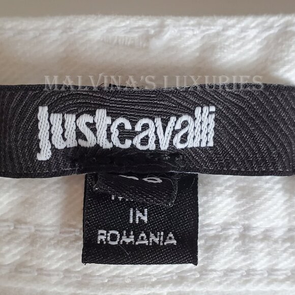 JUST CAVALLI BY ROBERTO CAVALLI JEANS WHITE w CRYSTALS SKINNY PANTS sz 29 US 6 - Picture 13 of 14